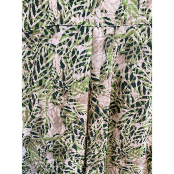 CAbi M Faux Wrap Dress Green Leaf Print 3/4 Sleeve V Neck #280 Soft Rayon EUC - Picture 5 of 13